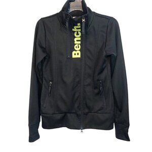 Bench Ladies Lg Polyester Jacket Black with Lime Green  Fleece Lined and Logo